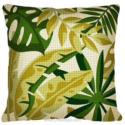 Kit coussin SEG feuillages des tropiques verts au demi point