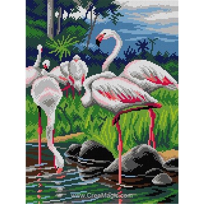 Canevas oiseaux - Canevas des flamants roses - Orchidea