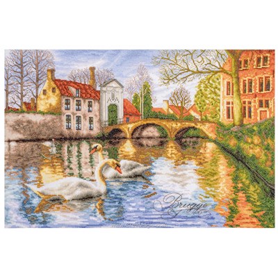 Les cygnes de bruges point de croix - Lanarte
