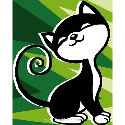 Kit canevas a broder pour enfants chat ronronnant - Luc Création