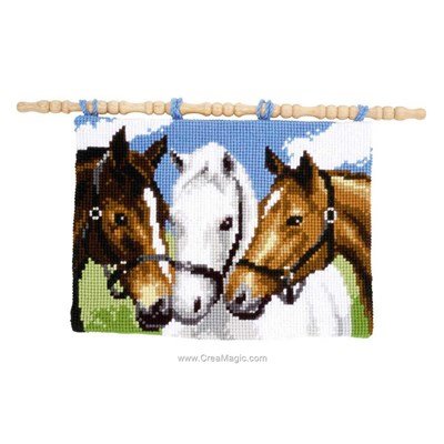 Kit complet tapis point de croix les trois chevaux - Vervaco