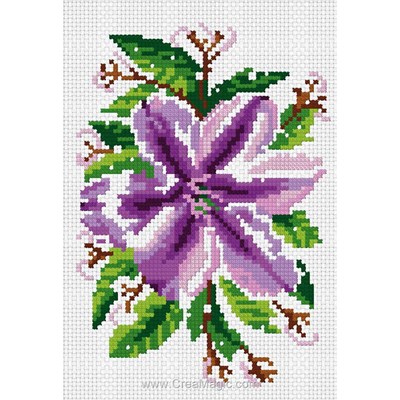 Broderie miniature fleur mauve - Luc Création