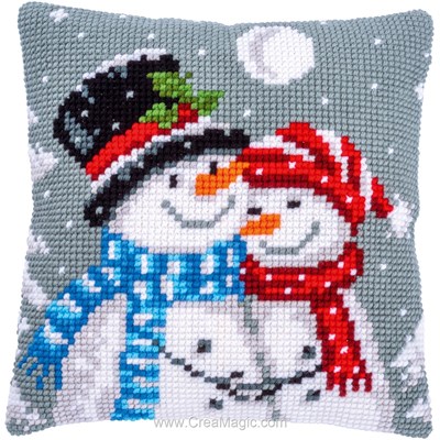 Kit coussin point de croix Vervaco les bonhommes de neige