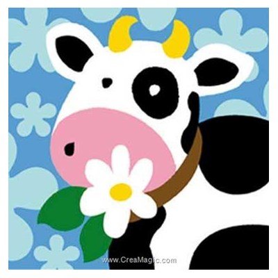 Kit canevas pour enfants la vache à la fleur - Margot