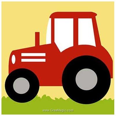 Kit canevas a broder pour enfants le tracteur rouge - Margot