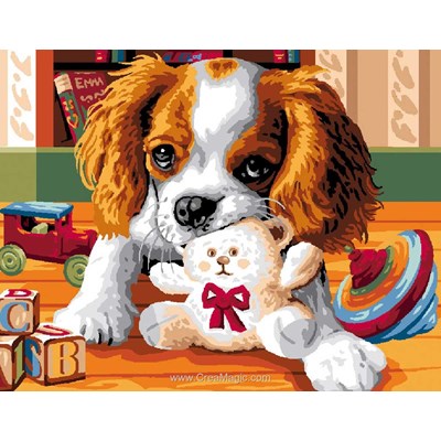 Le doudou du cavalier king charles spaniel canevas - Luc Création