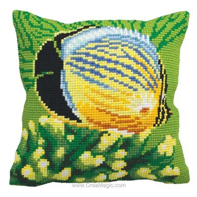 Kit coussin poisson exotique gauche au point de croix - Collection d'art