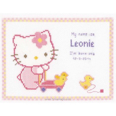 Broderie au point de croix compté tableau prénom hello kitty baby - Vervaco