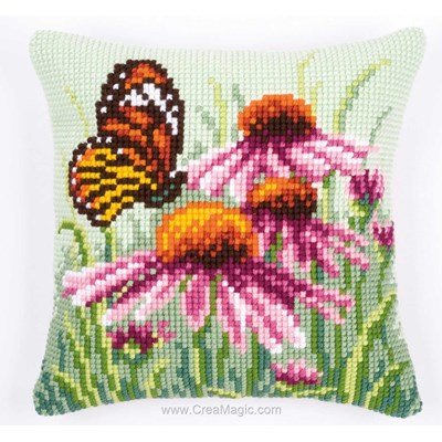 Kit coussin Vervaco au point de croix papillon butinant