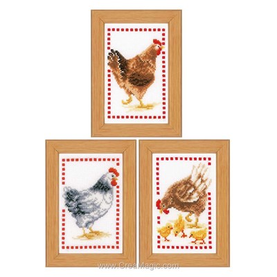 Les 3 poules - lot de 3 mini kit - Vervaco