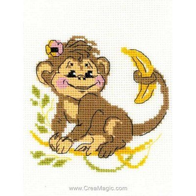 Le singe et sa banane broderie mini kit - RIOLIS