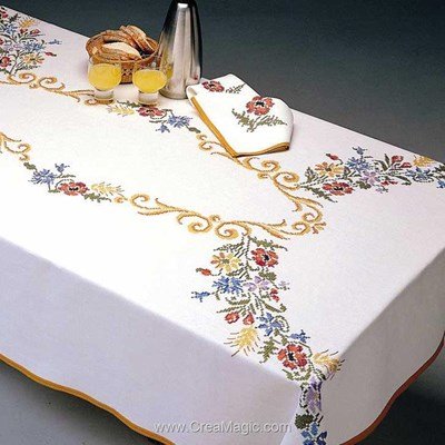 Serviette de table cascade au point de croix imprimé de Margot Broderie
