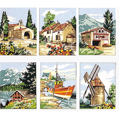 Paysages - lot de 6 assortis canevas enfant en kit - SEG