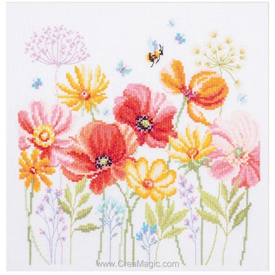 Kit point de croix Coquelicots et fleurs sauvages - Vervaco