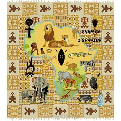 Broderie au point de croix Aux 4 Points Du Monde scènes d'afrique