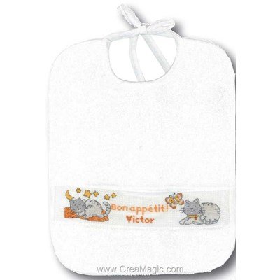 Kit bavoir bébé Princesse à broder chats