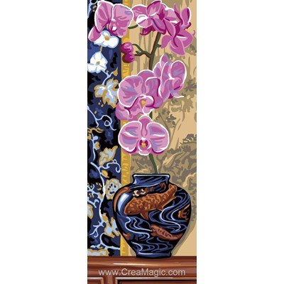 Canevas Royal Paris vase bleu d'orchidées