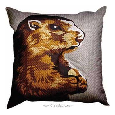 Coussin au demi point SEG marmotte