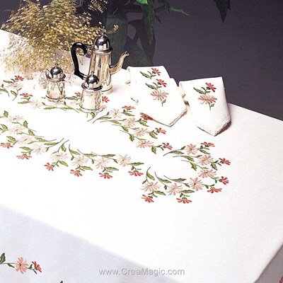 Serviette de table imprimée en broderie traditionnelle chevreuse de Margot Broderie