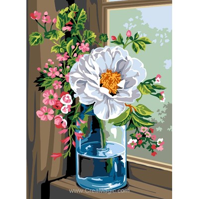 Canevas Fleurs et plantes - Bouquet à la fenêtre - Margot