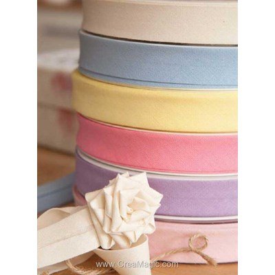 Biais coton rouleau 20m replié en 2 de largeur 15-7mm - Fillawant