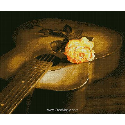 Kit broderie diamant guitare et la rose - Diamond Painting