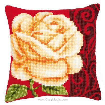 Kit coussin point de croix rose déco de Vervaco