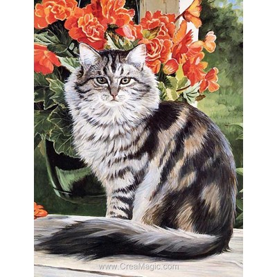 Kit broderie diamant cat in the garden - Diamond Painting