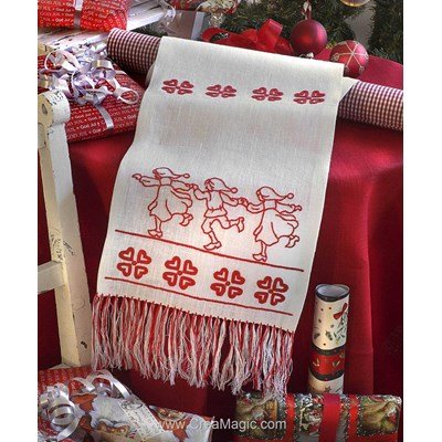 Kit chemin de table imprimé santa's dancing runner en broderie traditionnelle - Anchor 9240000-02533