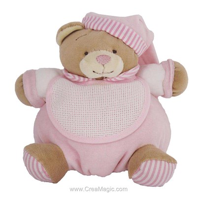Doudou à broder mon ours câlin rose - BM RICAMI