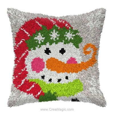 Kit coussin point noué le bonnet de noël du bonhomme de neige d'Orchidea