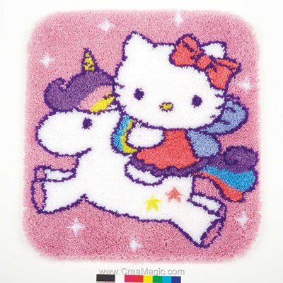 Kit tapis point noue kitty sur la licorne - Vervaco