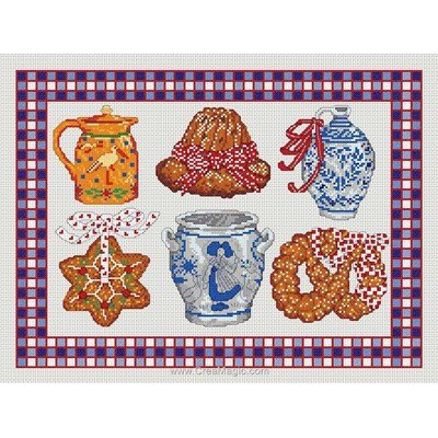 Point de croix pots et gateaux - toile lin - Anagram