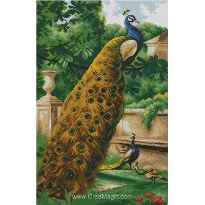 Kit broderie diamant Diamond Painting peacock in the garden