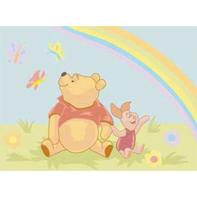 Canevas winnie et porcinet sous l'arc en ciel - les aventures de winnie - DMC