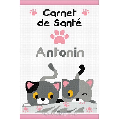 Kit protège carnet de santé enfant Princesse à broder duo de petits chats