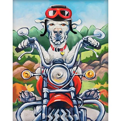 Broderie diamant Diamond Painting dog the biker