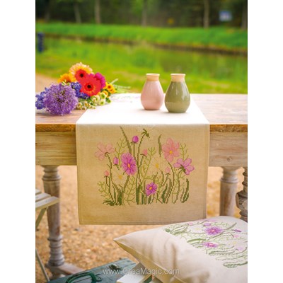 kit Chemin de Table Pink flowers - Vervaco