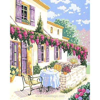 Terrasse fleurie de glycine canevas - Collection d'art