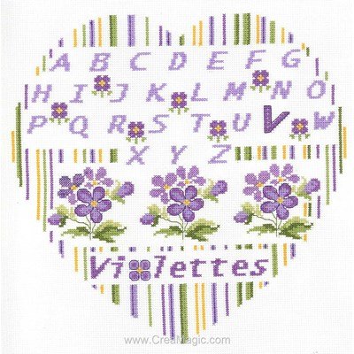 Broderie point compté cœur violettes - Princesse
