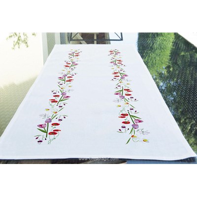 Kit chemin de table etendue de fleurs en broderie traditionnelle - Brodélia BDL-609-8835