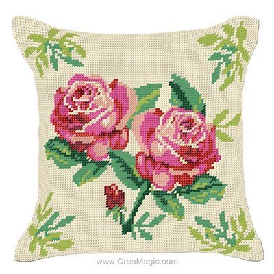 Kit coussin Luc Création petites roses au demi point