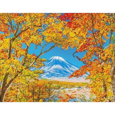 Broderie diamant - Montagne en automne au japon - Diamond Dotz