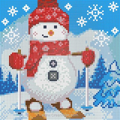 Kit broderie diamant snowman on the sledge de Diamond Painting