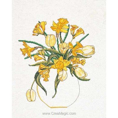 Daffodil sur lin broderie - Thea Gouverneur