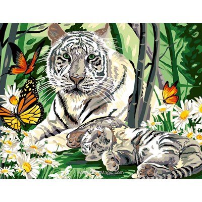 Paradis de tigres blanc canevas chez Luc Création