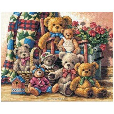 Dimensions modèle broderie point de croix teddy bear gatherin