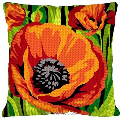 Coussin Margot au demi point le coeur du coquelicot