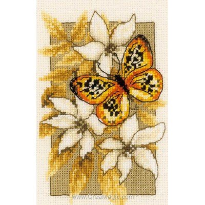 Broderie miniature Vervaco automne et papillon jaune