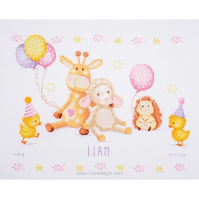 Broderie Naissance - Kit la fête des animaux - Vervaco